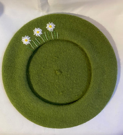 Hand-embroidered beret
