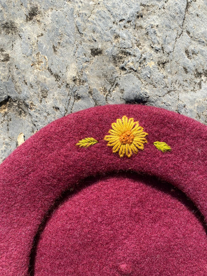 Hand-embroidered beret
